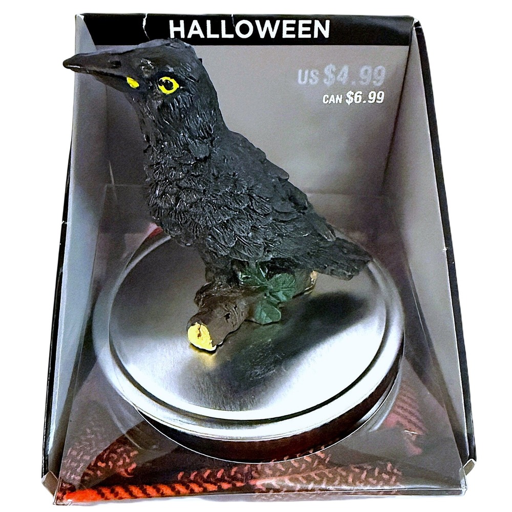 Vintage RAVEN CROW Halloween Mason - Ball Jar Lid Topper, Solid Resin & Metal